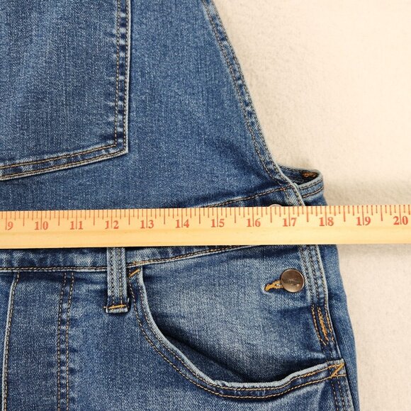 Wrangler Overalls Womens Large Blue Denim Bibs Straight Leg Medium Wash Jean - Picture 3 of 11